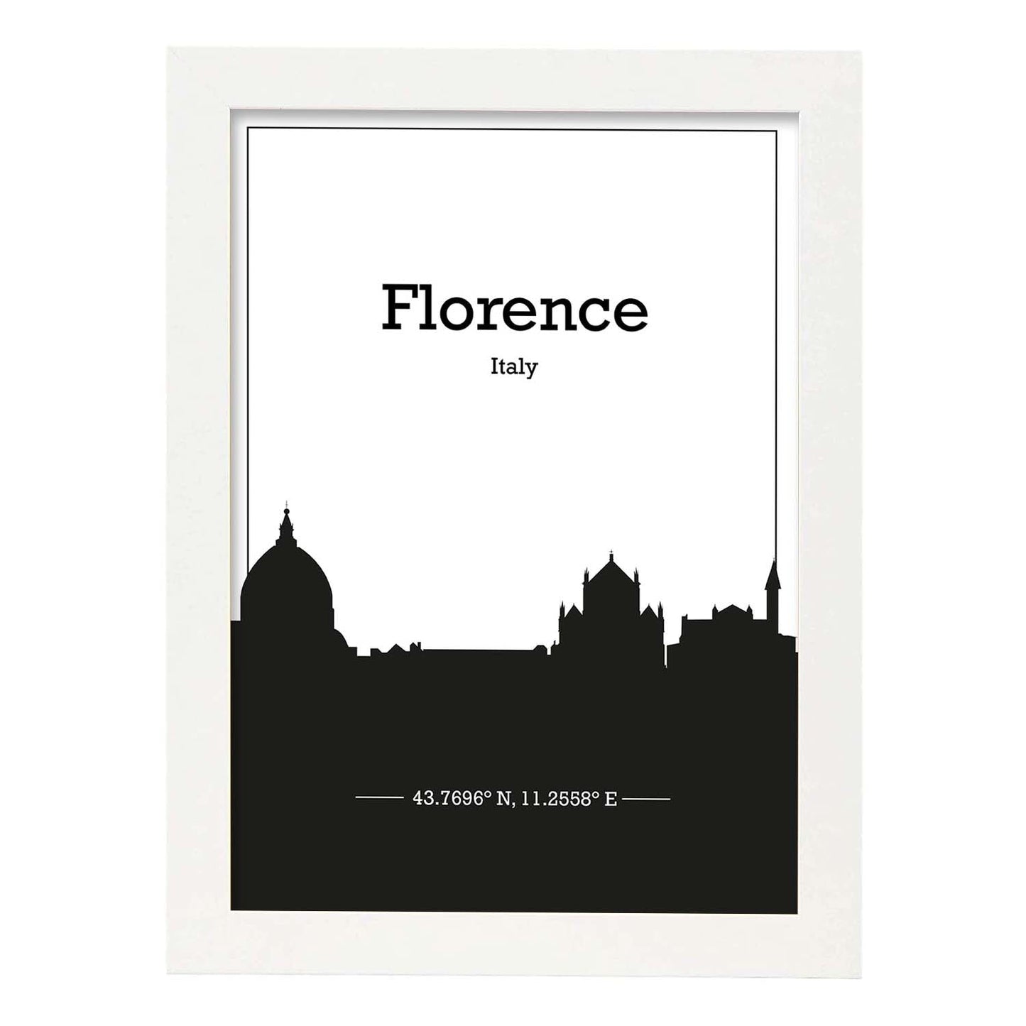Poster con mapa de Florence - Italia. Láminas con Skyline de ciudades de Italia con sombra negra.-Artwork-Nacnic-A4-Marco Blanco-Nacnic Estudio SL
