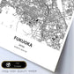 Poster con mapa de Fukuoka - Japon. Láminas de ciudades de Asia con mares y ríos en color negro.-Artwork-Nacnic-Nacnic Estudio SL