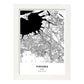 Poster con mapa de Fukuoka - Japon. Láminas de ciudades de Asia con mares y ríos en color negro.-Artwork-Nacnic-A4-Marco Blanco-Nacnic Estudio SL