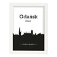 Poster con mapa de Gdansk - Polonia. Láminas con Skyline de ciudades de Europa con sombra negra.-Artwork-Nacnic-A4-Marco Blanco-Nacnic Estudio SL
