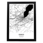 Poster con mapa de Geneva - Suiza. Láminas de ciudades de Europa con mares y ríos en color negro.-Artwork-Nacnic-A4-Marco Negro-Nacnic Estudio SL