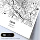 Poster con mapa de Gent - Belgica. Láminas de ciudades de Holanda y Bélgica con mares y ríos en color negro.-Artwork-Nacnic-Nacnic Estudio SL