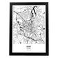 Poster con mapa de Gent - Belgica. Láminas de ciudades de Holanda y Bélgica con mares y ríos en color negro.-Artwork-Nacnic-A3-Marco Negro-Nacnic Estudio SL