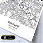 Poster con mapa de Glasgow - Reino Unido. Láminas de ciudades de Reino Unido con mares y ríos en color negro.-Artwork-Nacnic-Nacnic Estudio SL