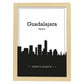 Poster con mapa de Guadalajar - Mexico. Láminas con Skyline de ciudades de Estados Unidos, Canada, Mexico con sombra negra.-Artwork-Nacnic-A4-Marco Madera clara-Nacnic Estudio SL