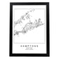 Poster con mapa de Hamptons. Lámina de Estados Unidos, con imágenes de mapas y carreteras-Artwork-Nacnic-A3-Marco Negro-Nacnic Estudio SL