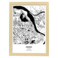 Poster con mapa de Hanoi - Vietnam. Láminas de ciudades de Asia con mares y ríos en color negro.-Artwork-Nacnic-A3-Marco Madera clara-Nacnic Estudio SL