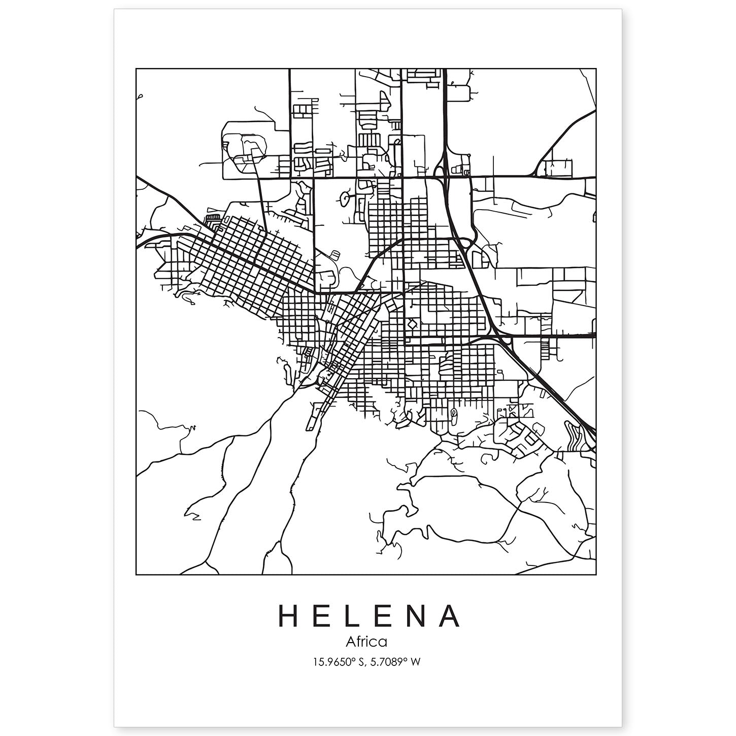 Poster con mapa de Helena. Lámina de Estados Unidos, con imágenes de mapas y carreteras-Artwork-Nacnic-A4-Sin marco-Nacnic Estudio SL