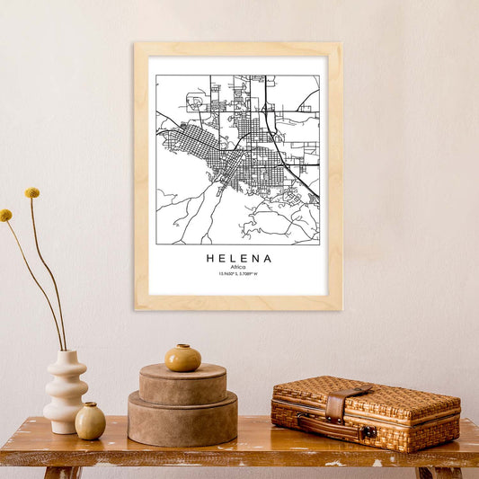 Poster con mapa de Helena. Lámina de Estados Unidos, con imágenes de mapas y carreteras-Artwork-Nacnic-Nacnic Estudio SL
