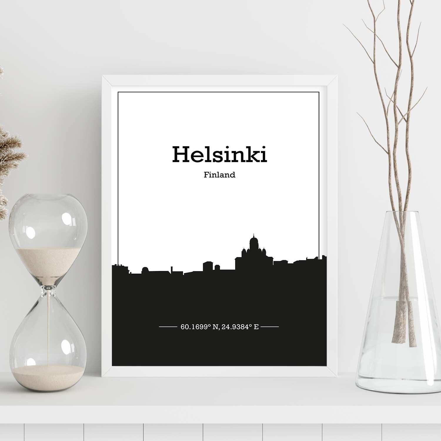 Poster con mapa de Helsinki - Finlandia. Láminas con Skyline de ciudades del norte de Europa con sombra negra.-Artwork-Nacnic-Nacnic Estudio SL