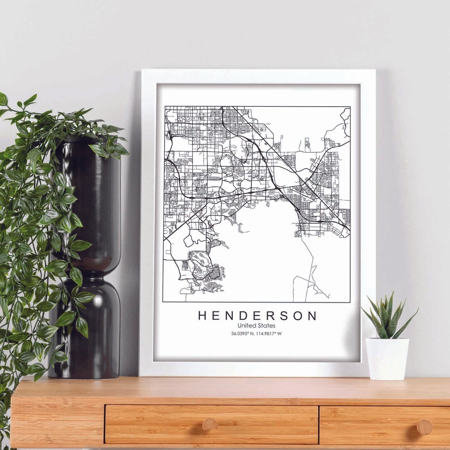 Poster con mapa de Henderson. Lámina de Estados Unidos, con imágenes de mapas y carreteras-Artwork-Nacnic-Nacnic Estudio SL