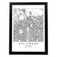 Poster con mapa de Hollywood. Lámina de Estados Unidos, con imágenes de mapas y carreteras-Artwork-Nacnic-A4-Marco Negro-Nacnic Estudio SL