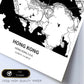Poster con mapa de Hong Kong - Hong Kong. Láminas de ciudades de Asia con mares y ríos en color negro.-Artwork-Nacnic-Nacnic Estudio SL