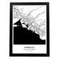 Poster con mapa de Honolulu - USA. Láminas de ciudades de Estados Unidos con mares y ríos en color negro.-Artwork-Nacnic-A4-Marco Negro-Nacnic Estudio SL