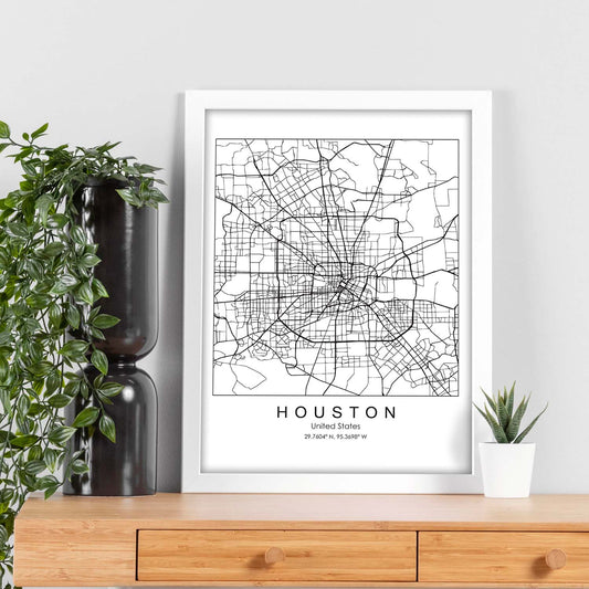 Poster con mapa de HoUSAton. Lámina de Estados Unidos, con imágenes de mapas y carreteras-Artwork-Nacnic-Nacnic Estudio SL