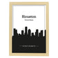 Poster con mapa de Houston - USA. Láminas con Skyline de ciudades de Estados Unidos, Canada, Mexico con sombra negra.-Artwork-Nacnic-A3-Marco Madera clara-Nacnic Estudio SL