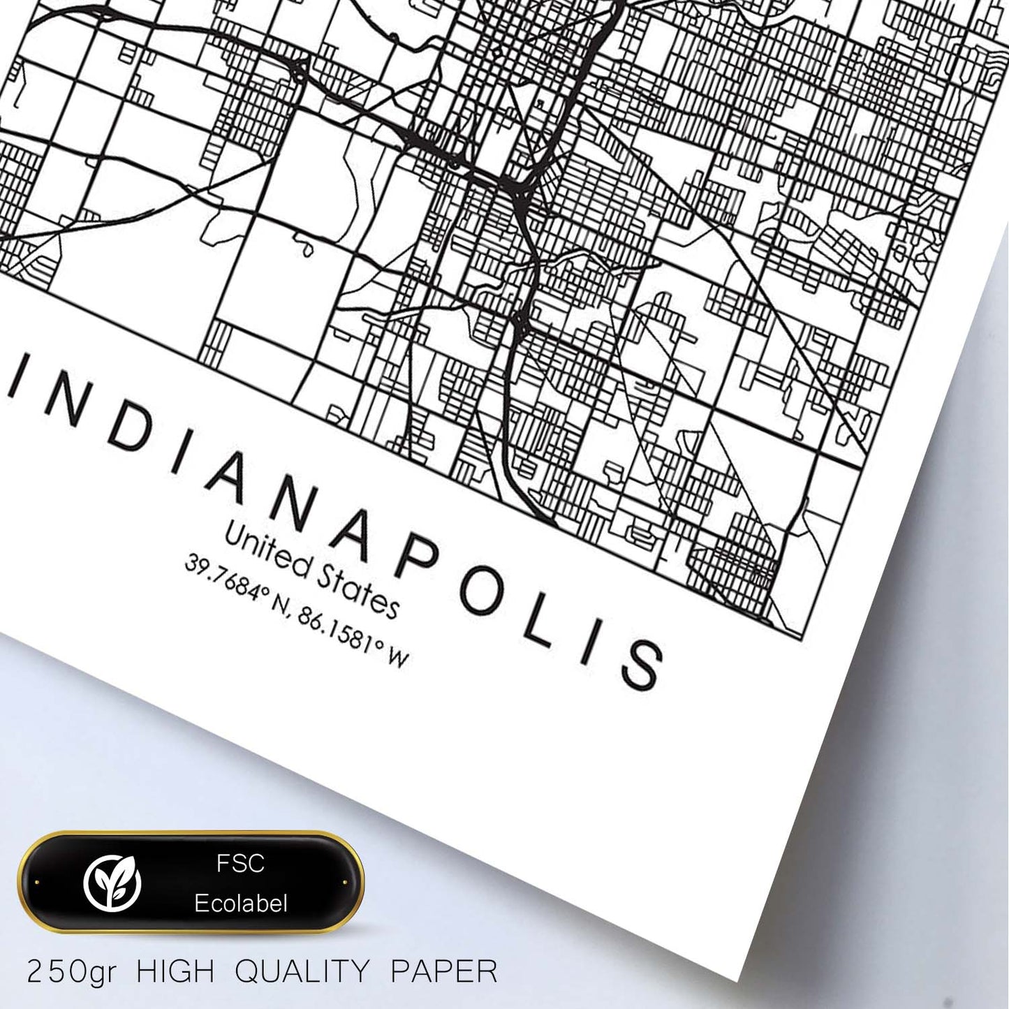 Poster con mapa de Indianapolis. Lámina de Estados Unidos, con imágenes de mapas y carreteras-Artwork-Nacnic-Nacnic Estudio SL