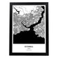 Poster con mapa de Istambul - Turkey. Láminas de ciudades de Oriente Medio con mares y ríos en color negro.-Artwork-Nacnic-A4-Marco Negro-Nacnic Estudio SL