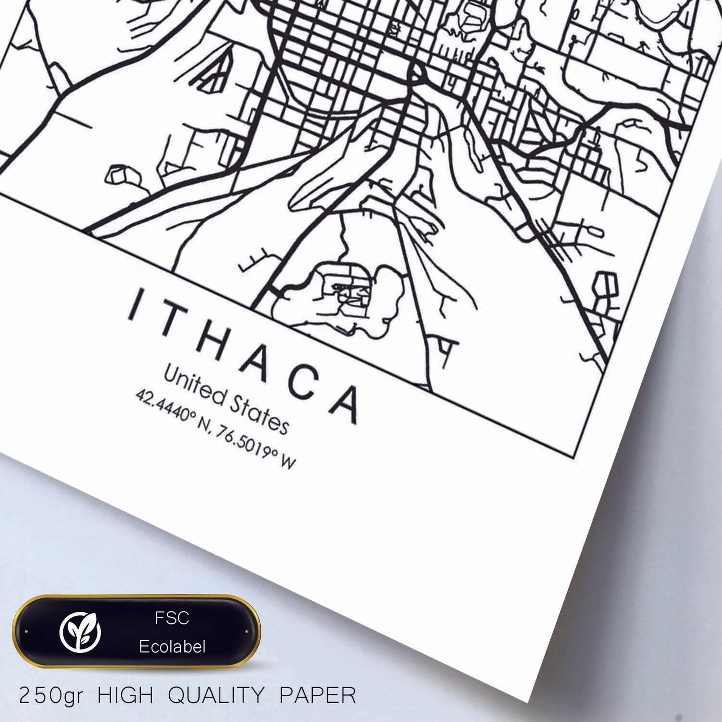 Poster con mapa de Ithaca. Lámina de Estados Unidos, con imágenes de mapas y carreteras-Artwork-Nacnic-Nacnic Estudio SL