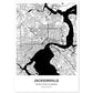 Poster con mapa de Jacksonville - USA. Láminas de ciudades de Estados Unidos con mares y ríos en color negro.-Artwork-Nacnic-A4-Sin marco-Nacnic Estudio SL
