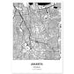 Poster con mapa de Jakarta - Indonesia. Láminas de ciudades de Asia con mares y ríos en color negro.-Artwork-Nacnic-A4-Sin marco-Nacnic Estudio SL