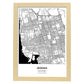 Poster con mapa de Jeddah - Arabia Saudi. Láminas de ciudades de Oriente Medio con mares y ríos en color negro.-Artwork-Nacnic-A4-Marco Madera clara-Nacnic Estudio SL