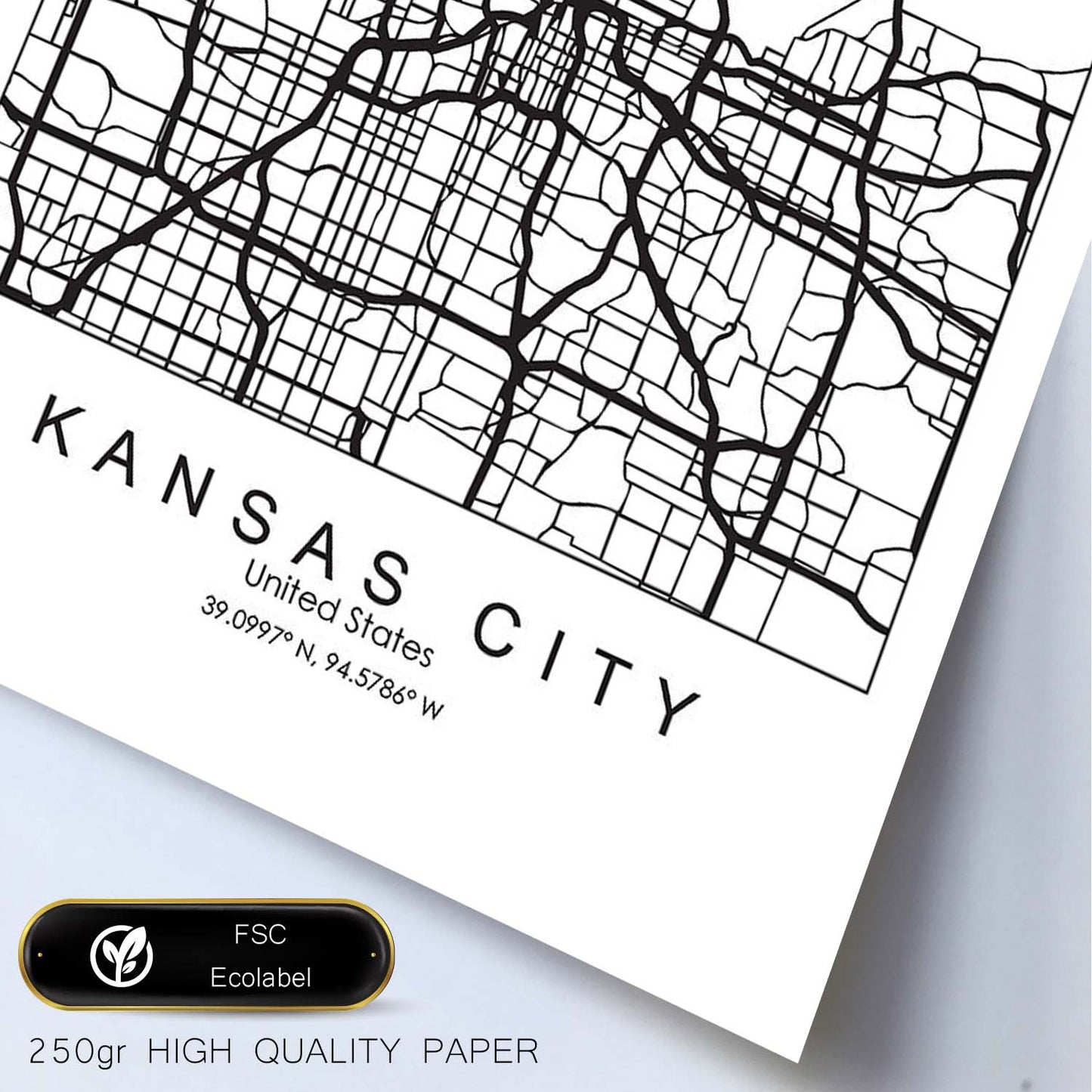 Poster con mapa de Kansas. Lámina de Estados Unidos, con imágenes de mapas y carreteras-Artwork-Nacnic-Nacnic Estudio SL