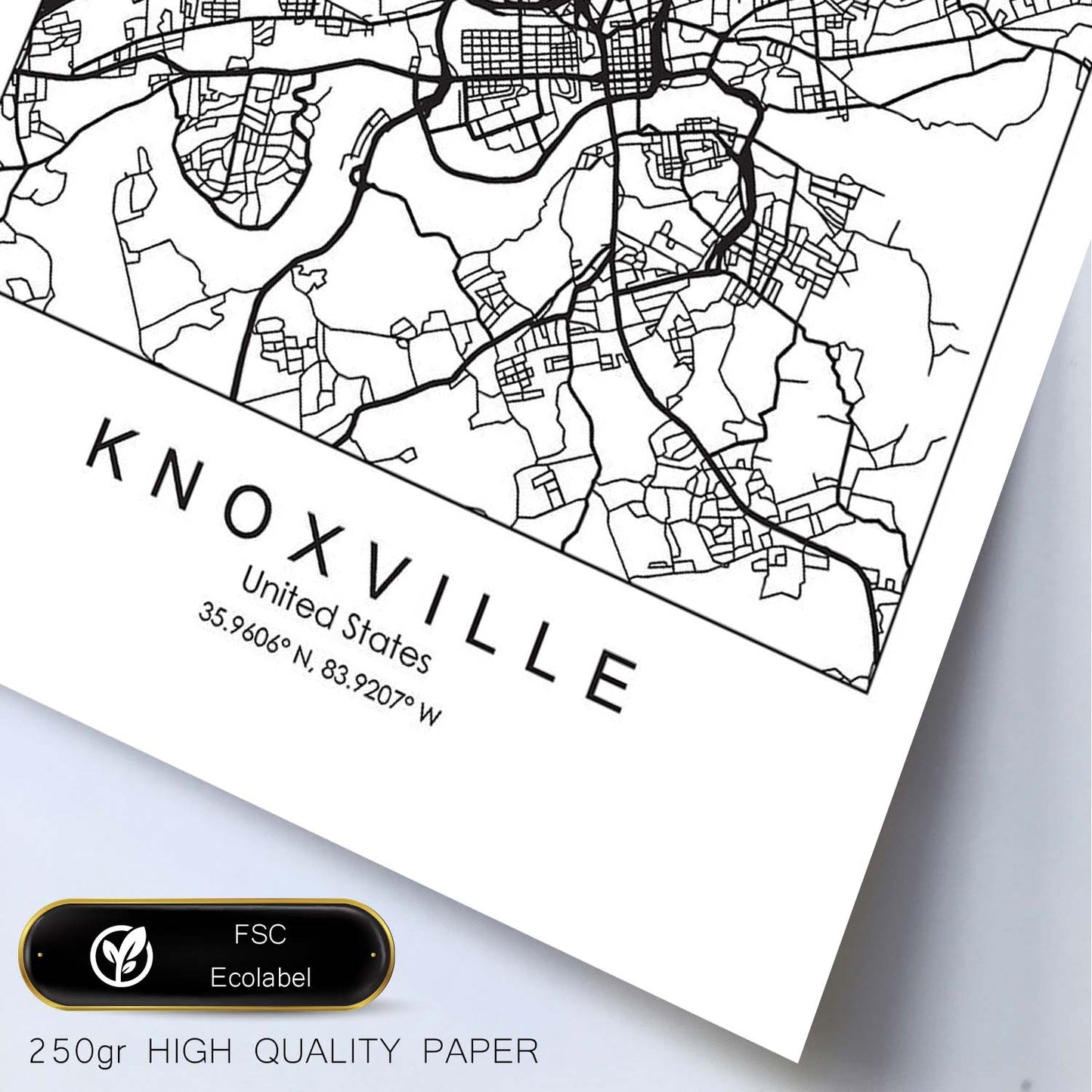 Poster con mapa de Knoxville. Lámina de Estados Unidos, con imágenes de mapas y carreteras-Artwork-Nacnic-Nacnic Estudio SL