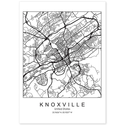 Poster con mapa de Knoxville. Lámina de Estados Unidos, con imágenes de mapas y carreteras-Artwork-Nacnic-A4-Sin marco-Nacnic Estudio SL