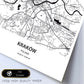 Poster con mapa de Krakow - Polonia. Láminas de ciudades de Europa con mares y ríos en color negro.-Artwork-Nacnic-Nacnic Estudio SL