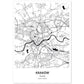 Poster con mapa de Krakow - Polonia. Láminas de ciudades de Europa con mares y ríos en color negro.-Artwork-Nacnic-A4-Sin marco-Nacnic Estudio SL