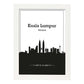 Poster con mapa de Kuala - Lumpur - Malasia. Láminas con Skyline de ciudades de Asia, Australia, y Oriente Medio con sombra negra.-Artwork-Nacnic-A4-Marco Blanco-Nacnic Estudio SL