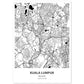 Poster con mapa de Kuala Lumpur - Malasia. Láminas de ciudades de Asia con mares y ríos en color negro.-Artwork-Nacnic-A4-Sin marco-Nacnic Estudio SL