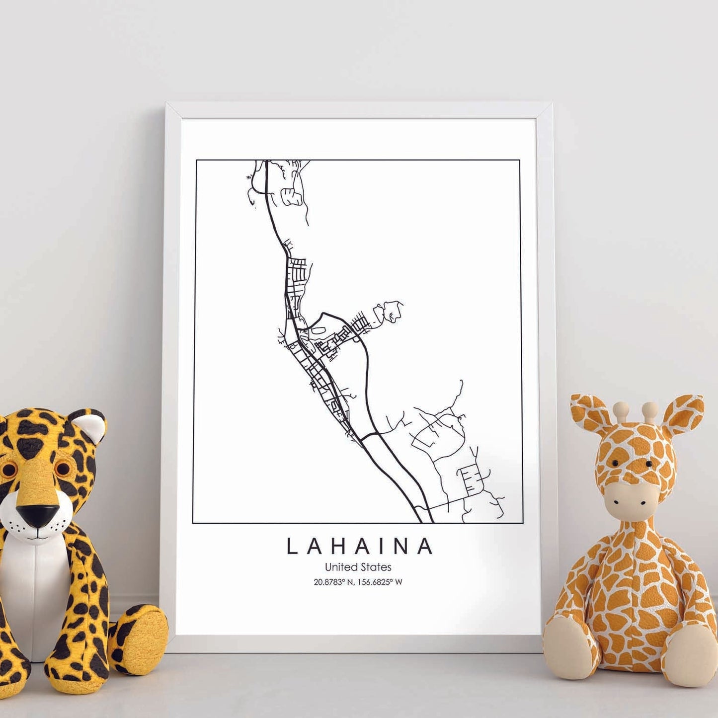 Poster con mapa de Lahaina. Lámina de Estados Unidos, con imágenes de mapas y carreteras-Artwork-Nacnic-Nacnic Estudio SL