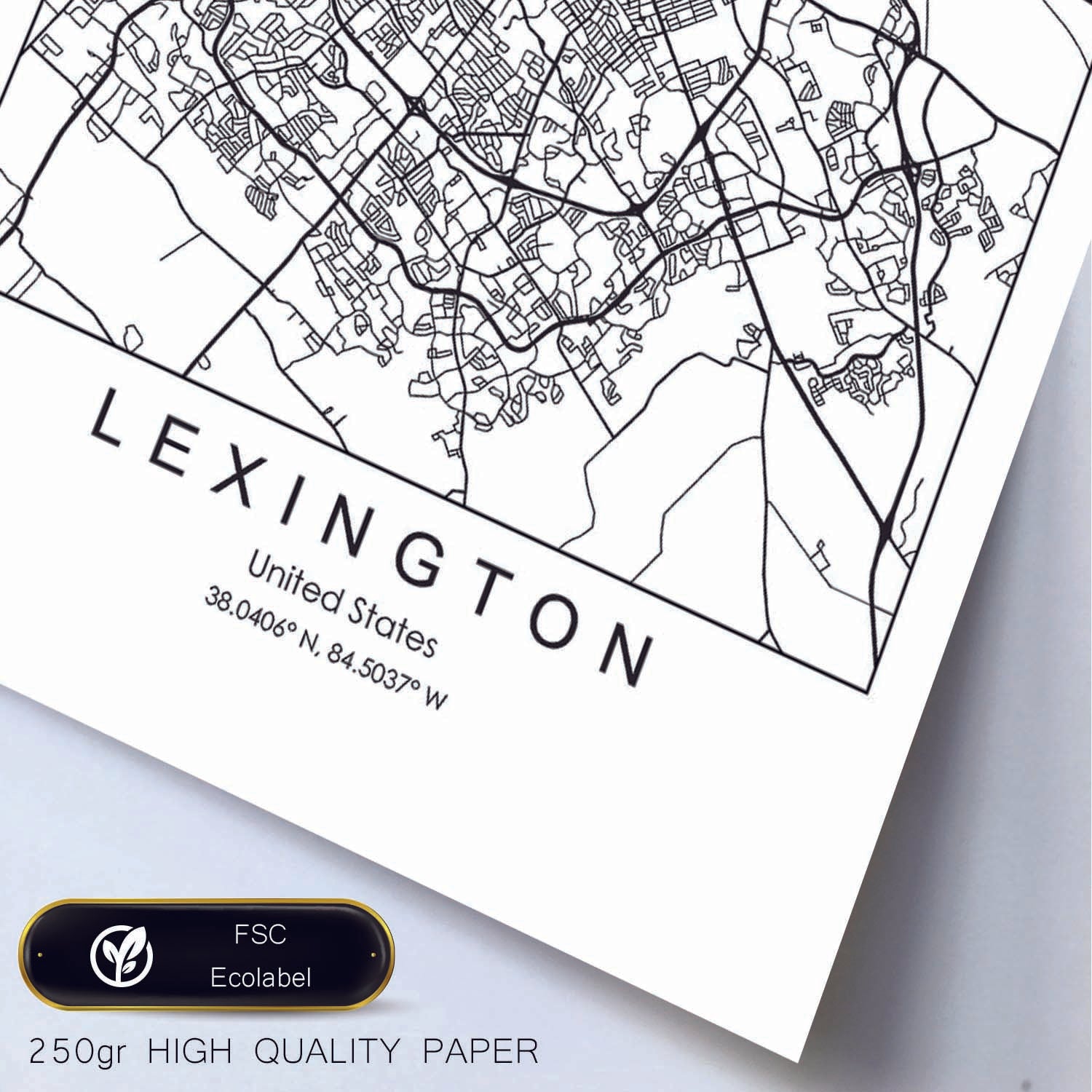 Poster con mapa de Lexington. Lámina de Estados Unidos, con imágenes de mapas y carreteras-Artwork-Nacnic-Nacnic Estudio SL