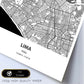 Poster con mapa de Lima - Peru. Láminas de ciudades de Latinoamérica con mares y ríos en color negro.-Artwork-Nacnic-Nacnic Estudio SL