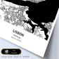 Poster con mapa de Lisbon - Portugal. Láminas de ciudades de España con mares y ríos en color negro.-Artwork-Nacnic-Nacnic Estudio SL