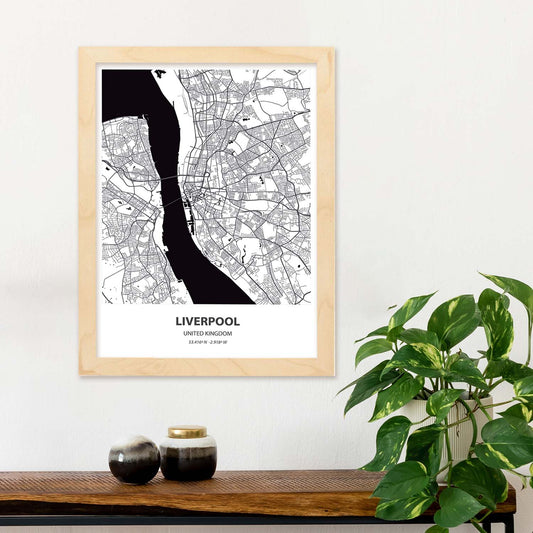Poster con mapa de Liverpool - USA. Láminas de ciudades de Estados Unidos con mares y ríos en color negro.-Artwork-Nacnic-Nacnic Estudio SL