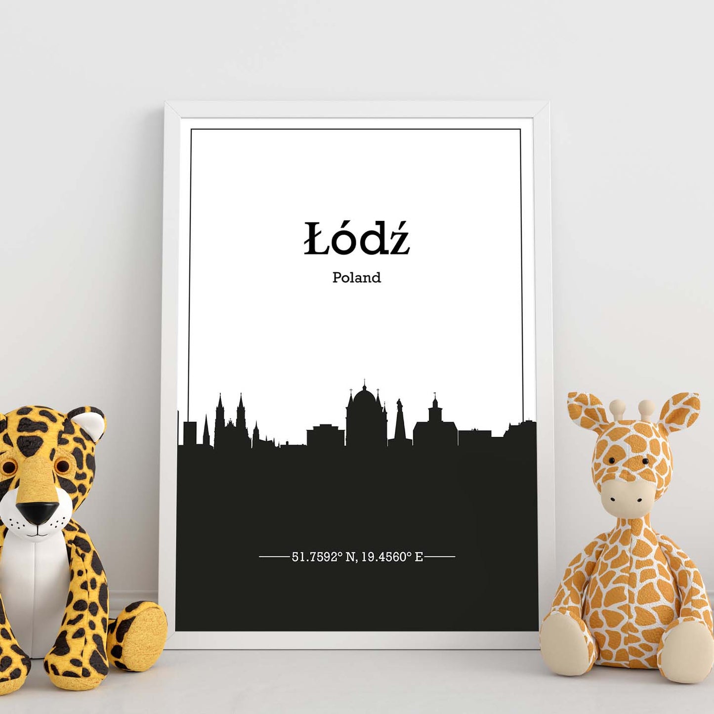 Poster con mapa de Lodz - Polonia. Láminas con Skyline de ciudades de Europa con sombra negra.-Artwork-Nacnic-Nacnic Estudio SL