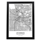 Poster con mapa de Los Angeles - USA. Láminas de ciudades de Estados Unidos con mares y ríos en color negro.-Artwork-Nacnic-A3-Marco Negro-Nacnic Estudio SL
