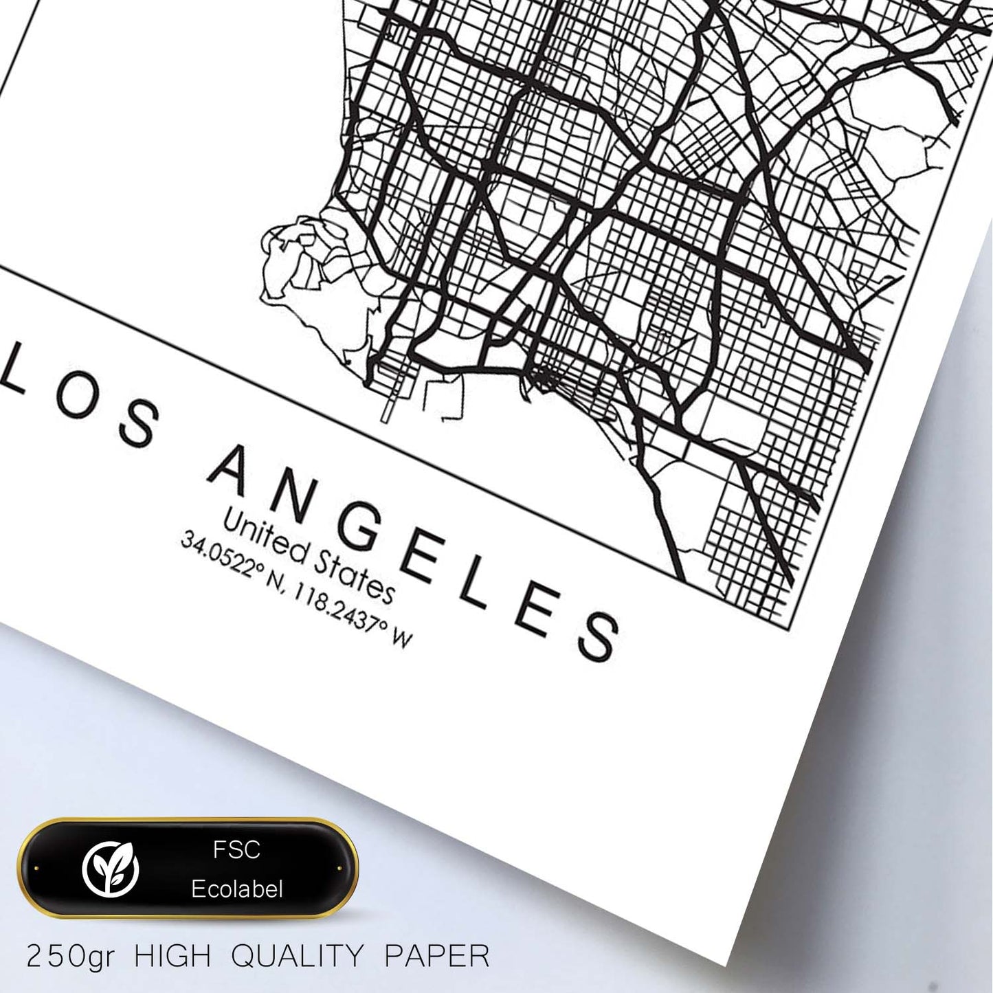 Poster con mapa de Los Angeles. Lámina de Estados Unidos, con imágenes de mapas y carreteras-Artwork-Nacnic-Nacnic Estudio SL