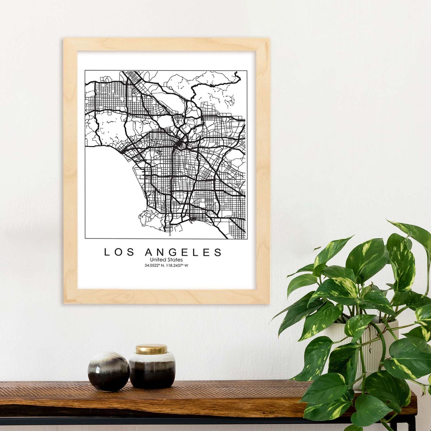 Poster con mapa de Los Angeles. Lámina de Estados Unidos, con imágenes de mapas y carreteras-Artwork-Nacnic-Nacnic Estudio SL
