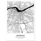 Poster con mapa de Louisville - USA. Láminas de ciudades de Estados Unidos con mares y ríos en color negro.-Artwork-Nacnic-A4-Sin marco-Nacnic Estudio SL