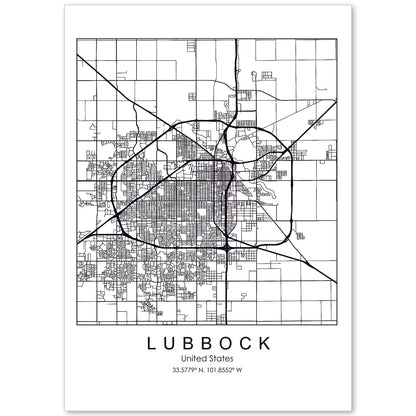 Poster con mapa de Lubbock. Lámina de Estados Unidos, con imágenes de mapas y carreteras-Artwork-Nacnic-A4-Sin marco-Nacnic Estudio SL