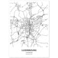 Poster con mapa de Luxemburgo - Luxemburgo. Láminas de ciudades de Europa con mares y ríos en color negro.-Artwork-Nacnic-A4-Sin marco-Nacnic Estudio SL