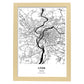 Poster con mapa de Lyon - Francia. Láminas de ciudades de Francia con mares y ríos en color negro.-Artwork-Nacnic-A3-Marco Madera clara-Nacnic Estudio SL