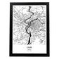 Poster con mapa de Lyon - Francia. Láminas de ciudades de Francia con mares y ríos en color negro.-Artwork-Nacnic-A3-Marco Negro-Nacnic Estudio SL
