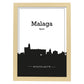 Poster con mapa de Malaga - España. Láminas con Skyline de ciudades de Europa con sombra negra.-Artwork-Nacnic-A3-Marco Madera clara-Nacnic Estudio SL
