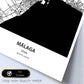 Poster con mapa de Malaga - España. Láminas de ciudades de España con mares y ríos en color negro.-Artwork-Nacnic-Nacnic Estudio SL