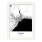Poster con mapa de Malaga - España. Láminas de ciudades de España con mares y ríos en color negro.-Artwork-Nacnic-A3-Marco Blanco-Nacnic Estudio SL
